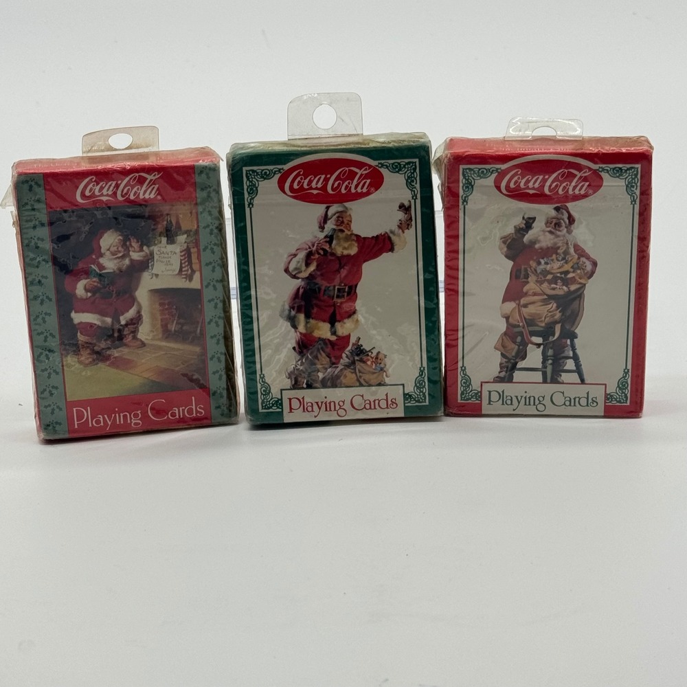 Vintage 1994 Coca-Cola Santa Claus Playing Cards Set of 3 Sealed Decks Holiday